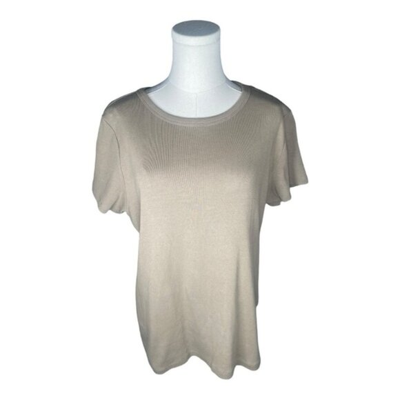 H M XXL Ribbed Basic Tshirt Stretch Plus Size Top Casual  Everyday Fashion Sage - Picture 8 of 10